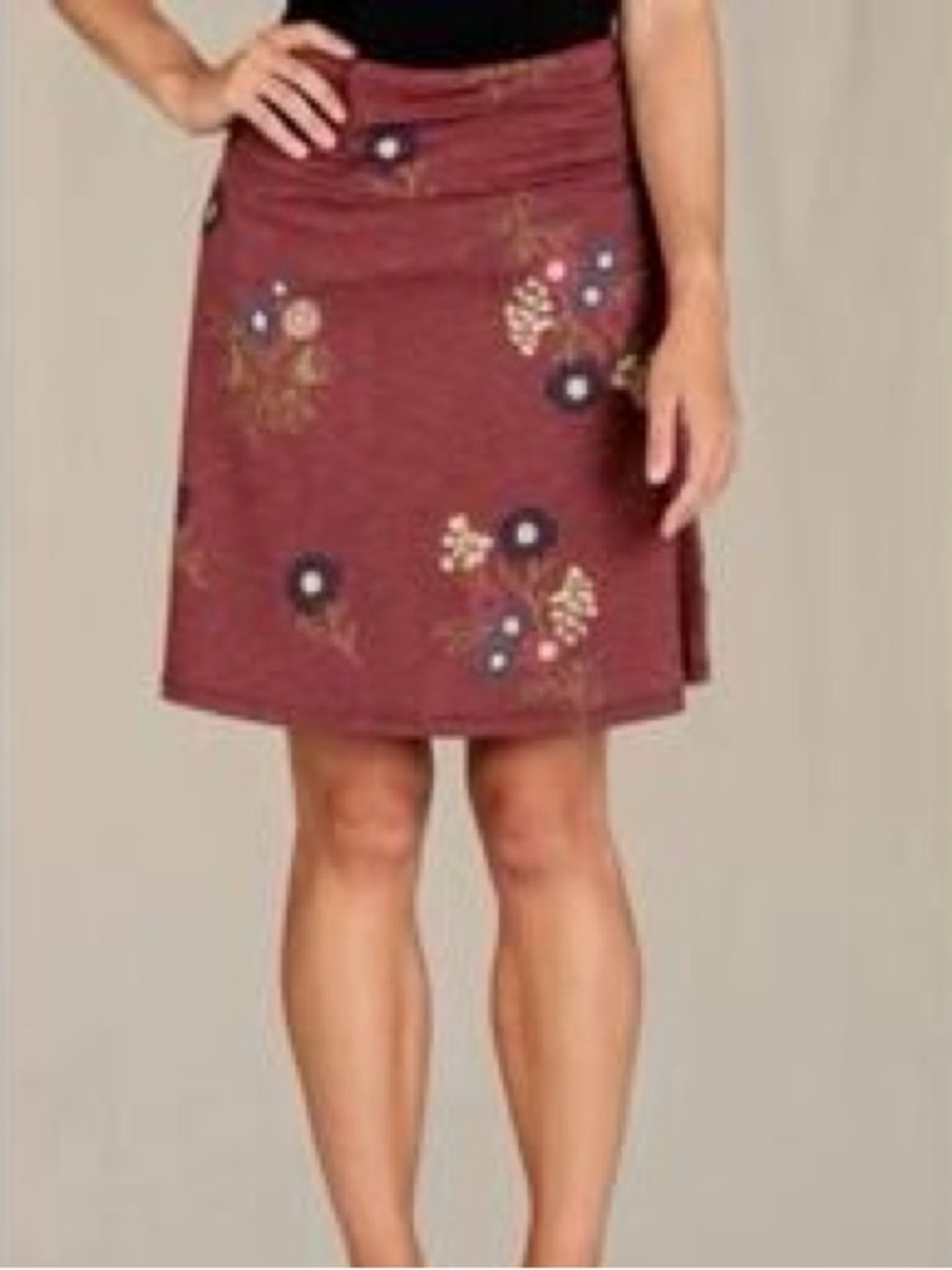 Toad&Co Women’s Organic Cotton Chaka Mini Skirt Pull On in Henna Floral Print M